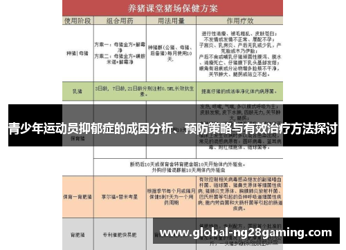 青少年运动员抑郁症的成因分析、预防策略与有效治疗方法探讨